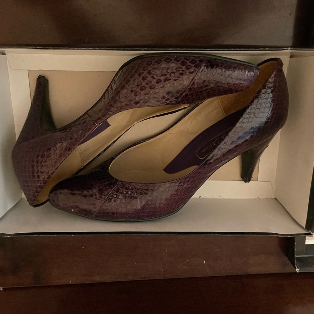 💝💝💝Womens Vintage GENUINE snake skin shoes amazing plum color perfect he…